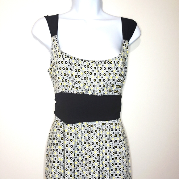 Charlotte Russe Summer Dress Size Large Black White Geometric Print Belted - Picture 4 of 5